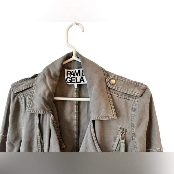 Pam & Gela  Patch Twill Moto Jacket Size S - Picture 6 of 12
